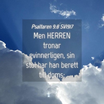 Picture 04 - Psaltaren 9:8 SV1917 - Men HERREN tronar evinnerligen, sin stol har han - Bible Verse Picture