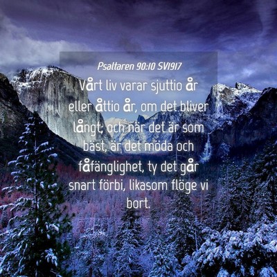 Picture 04 - Psaltaren 90:10 SV1917 - Vårt liv varar sjuttio år eller åttio år, om - Bible Verse Picture