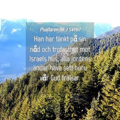 Picture 04 - Psaltaren 98:3 SV1917 - Han har tänkt på sin nåd och trofasthet mot - Bible Verse Picture