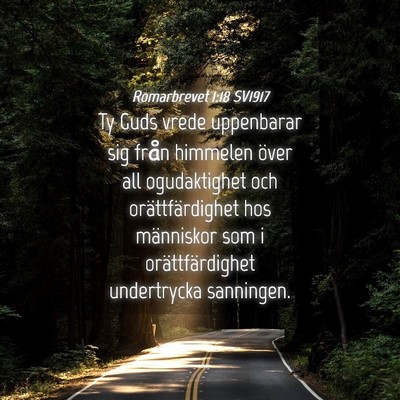 Picture 04 - Romarbrevet 1:18 SV1917 - Ty Guds vrede uppenbarar sig från himmelen över - Bible Verse Picture