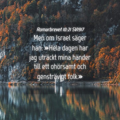 Picture 04 - Romarbrevet 10:21 SV1917 - Men om Israel säger han: »Hela dagen har jag - Bible Verse Picture