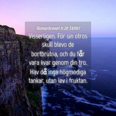 Picture 04 - Romarbrevet 11:20 SV1917 - Visserligen. För sin otros skull blevo de - Bible Verse Picture