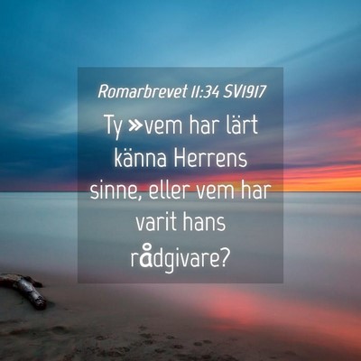 Picture 04 - Romarbrevet 11:34 SV1917 - Ty »vem har lärt känna Herrens sinne, eller - Bible Verse Picture
