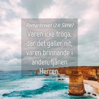 Picture 04 - Romarbrevet 12:11 SV1917 - Varen icke tröga, där det gäller nit; varen - Bible Verse Picture