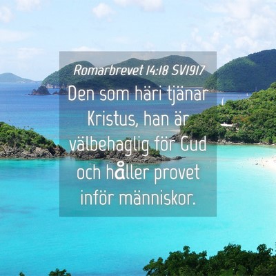 Picture 04 - Romarbrevet 14:18 SV1917 - Den som häri tjänar Kristus, han är - Bible Verse Picture