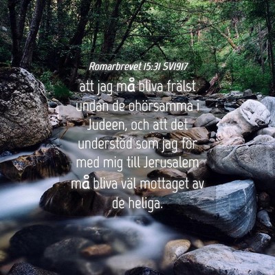 Picture 04 - Romarbrevet 15:31 SV1917 - att jag må bliva frälst undan de ohörsamma i - Bible Verse Picture