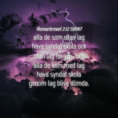 Picture 04 - Romarbrevet 2:12 SV1917 - alla de som utan lag hava syndat skola ock utan - Bible Verse Picture