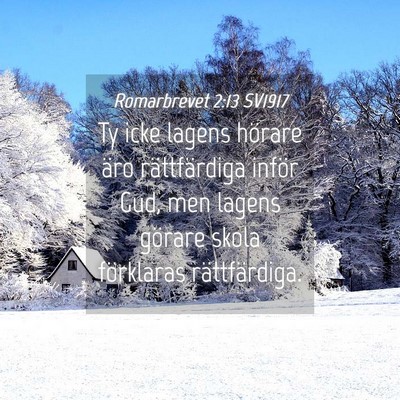 Picture 04 - Romarbrevet 2:13 SV1917 - Ty icke lagens hörare äro rättfärdiga inför - Bible Verse Picture