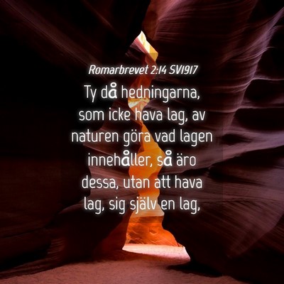 Picture 04 - Romarbrevet 2:14 SV1917 - Ty då hedningarna, som icke hava lag, av naturen - Bible Verse Picture