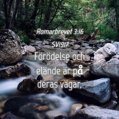 Picture 04 - Romarbrevet 3:16 SV1917 - Förödelse och elände är på deras - Bible Verse Picture