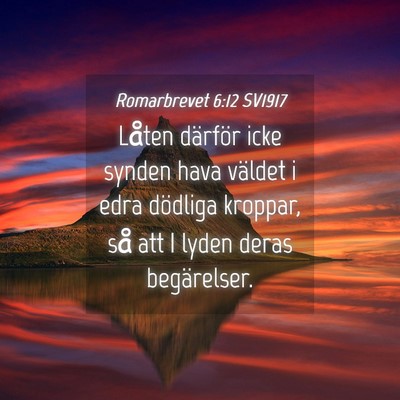 Picture 04 - Romarbrevet 6:12 SV1917 - Låten därför icke synden hava väldet i edra - Bible Verse Picture