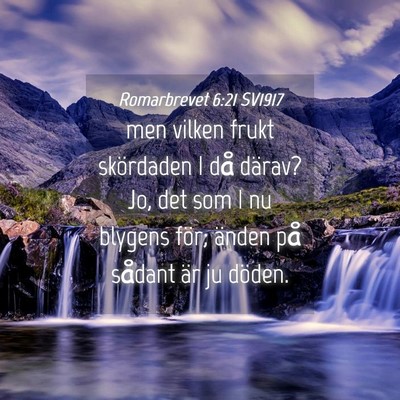 Picture 04 - Romarbrevet 6:21 SV1917 - men vilken frukt skördaden I då därav? Jo, det - Bible Verse Picture