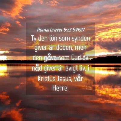 Picture 04 - Romarbrevet 6:23 SV1917 - Ty den lön som synden giver är döden, men den - Bible Verse Picture