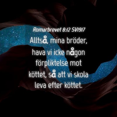 Picture 04 - Romarbrevet 8:12 SV1917 - Alltså, mina bröder, hava vi icke någon - Bible Verse Picture