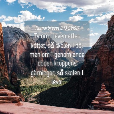 Picture 04 - Romarbrevet 8:13 SV1917 - Ty om i leven efter köttet, så skolen I dö; - Bible Verse Picture