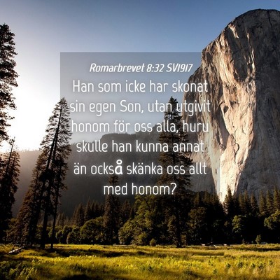 Picture 04 - Romarbrevet 8:32 SV1917 - Han som icke har skonat sin egen Son, utan - Bible Verse Picture