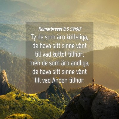 Picture 04 - Romarbrevet 8:5 SV1917 - Ty de som äro köttsliga, de hava sitt sinne - Bible Verse Picture