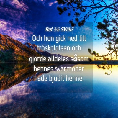 Picture 04 - Rut 3:6 SV1917 - Och hon gick ned till tröskplatsen och gjorde - Bible Verse Picture