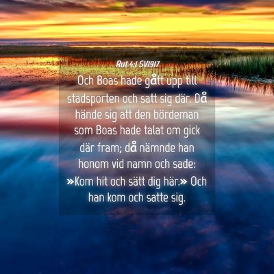 Picture 04 - Rut 4:1 SV1917 - Och Boas hade gått upp till stadsporten och satt - Bible Verse Picture