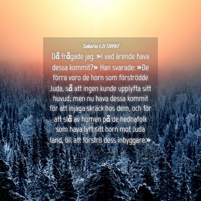 Picture 04 - Sakaria 1:21 SV1917 - Då frågade jag: »I vad ärende hava dessa - Bible Verse Picture