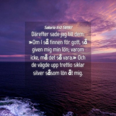 Picture 04 - Sakaria 11:12 SV1917 - Därefter sade jag till dem: »Om I så finnen - Bible Verse Picture