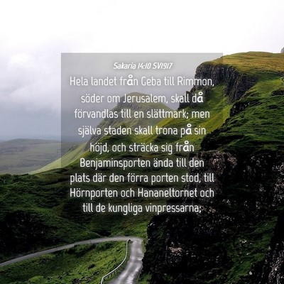 Picture 04 - Sakaria 14:10 SV1917 - Hela landet från Geba till Rimmon, söder om - Bible Verse Picture