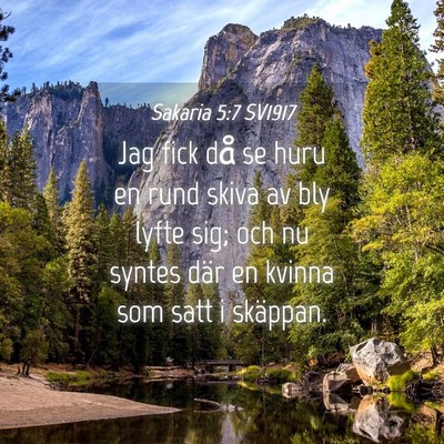 Picture 04 - Sakaria 5:7 SV1917 - Jag fick då se huru en rund skiva av bly lyfte - Bible Verse Picture