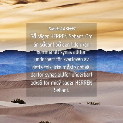Picture 04 - Sakaria 8:6 SV1917 - Så säger HERREN Sebaot. Om än sådant på den - Bible Verse Picture
