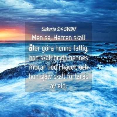 Picture 04 - Sakaria 9:4 SV1917 - Men se, Herren skall åter göra henne fattig, - Bible Verse Picture