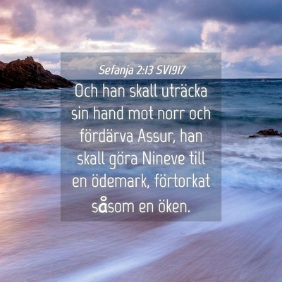 Picture 04 - Sefanja 2:13 SV1917 - Och han skall uträcka sin hand mot norr och - Bible Verse Picture