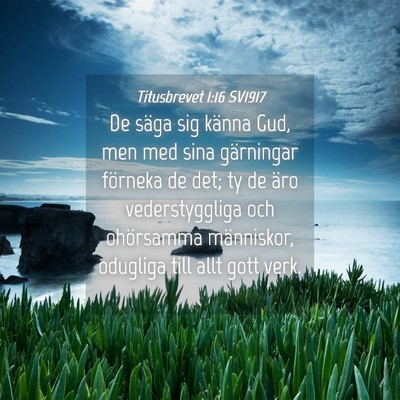 Picture 04 - Titusbrevet 1:16 SV1917 - De säga sig känna Gud, men med sina gärningar - Bible Verse Picture