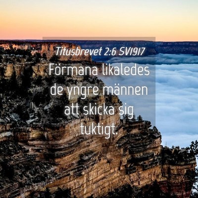 Picture 04 - Titusbrevet 2:6 SV1917 - Förmana likaledes de yngre männen att skicka - Bible Verse Picture