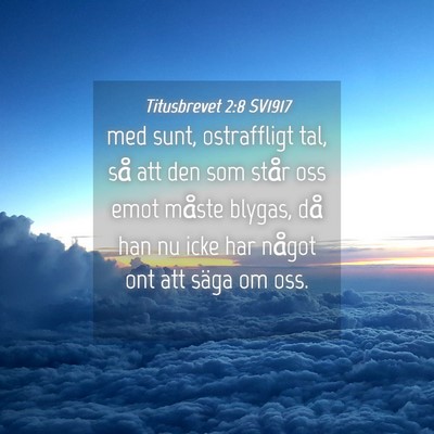 Picture 04 - Titusbrevet 2:8 SV1917 - med sunt, ostraffligt tal, så att den som står - Bible Verse Picture