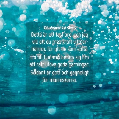 Picture 04 - Titusbrevet 3:8 SV1917 - Detta är ett fast ord, och jag vill att du med - Bible Verse Picture