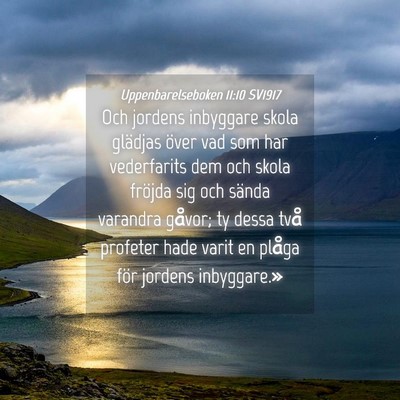 Picture 04 - Uppenbarelseboken 11:10 SV1917 - Och jordens inbyggare skola glädjas över vad - Bible Verse Picture