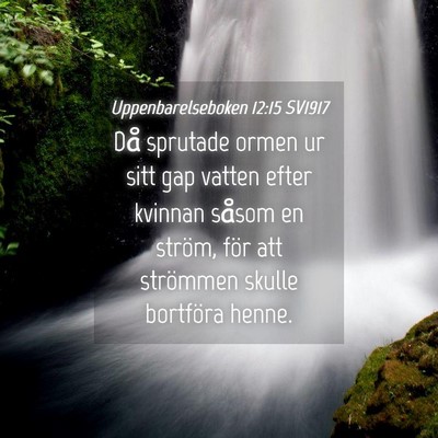 Picture 04 - Uppenbarelseboken 12:15 SV1917 - Då sprutade ormen ur sitt gap vatten efter - Bible Verse Picture