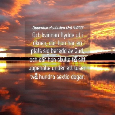 Picture 04 - Uppenbarelseboken 12:6 SV1917 - Och kvinnan flydde ut i öknen, där hon har en - Bible Verse Picture