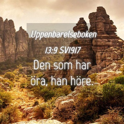 Picture 04 - Uppenbarelseboken 13:9 SV1917 - Den som har öra, han - Bible Verse Picture