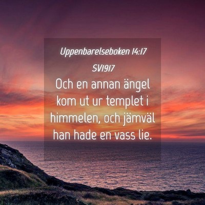 Picture 04 - Uppenbarelseboken 14:17 SV1917 - Och en annan ängel kom ut ur templet i himmelen, - Bible Verse Picture