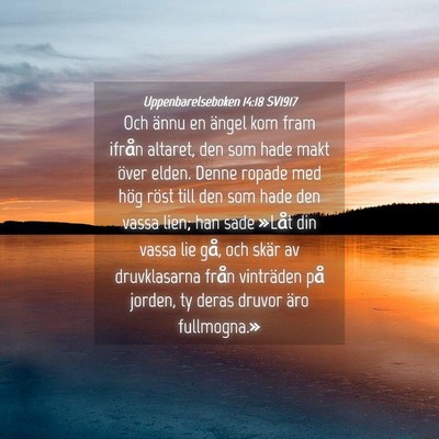 Picture 04 - Uppenbarelseboken 14:18 SV1917 - Och ännu en ängel kom fram ifrån altaret, den - Bible Verse Picture