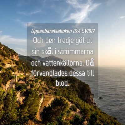 Picture 04 - Uppenbarelseboken 16:4 SV1917 - Och den tredje göt ut sin skål i strömmarna - Bible Verse Picture