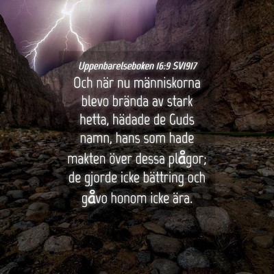 Picture 04 - Uppenbarelseboken 16:9 SV1917 - Och när nu människorna blevo brända av stark - Bible Verse Picture