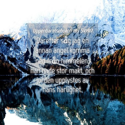 Picture 04 - Uppenbarelseboken 18:1 SV1917 - Därefter såg jag en annan ängel komma ned - Bible Verse Picture