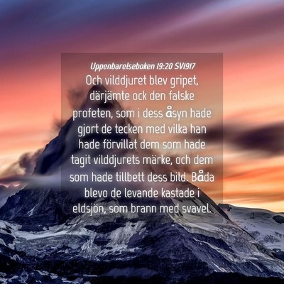 Picture 04 - Uppenbarelseboken 19:20 SV1917 - Och vilddjuret blev gripet, därjämte ock den - Bible Verse Picture
