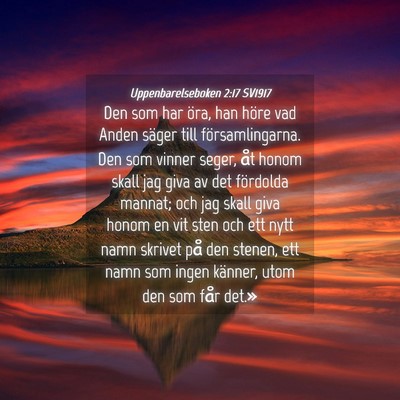 Picture 04 - Uppenbarelseboken 2:17 SV1917 - Den som har öra, han höre vad Anden säger till - Bible Verse Picture