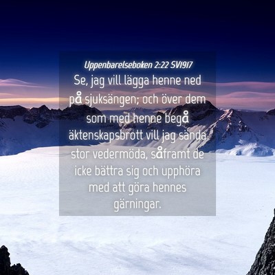 Picture 04 - Uppenbarelseboken 2:22 SV1917 - Se, jag vill lägga henne ned på sjuksängen; - Bible Verse Picture