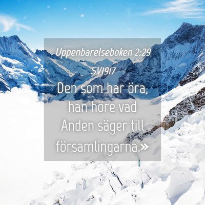 Picture 04 - Uppenbarelseboken 2:29 SV1917 - Den som har öra, han höre vad Anden säger till - Bible Verse Picture