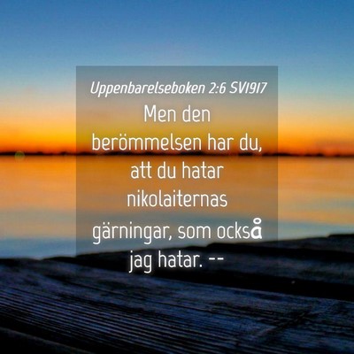 Picture 04 - Uppenbarelseboken 2:6 SV1917 - Men den berömmelsen har du, att du hatar - Bible Verse Picture