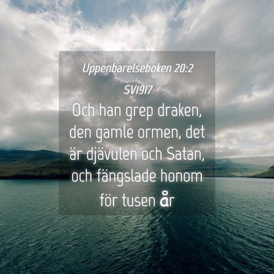 Picture 04 - Uppenbarelseboken 20:2 SV1917 - Och han grep draken, den gamle ormen, det är - Bible Verse Picture