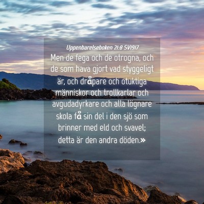 Picture 04 - Uppenbarelseboken 21:8 SV1917 - Men de fega och de otrogna, och de som hava gjort - Bible Verse Picture